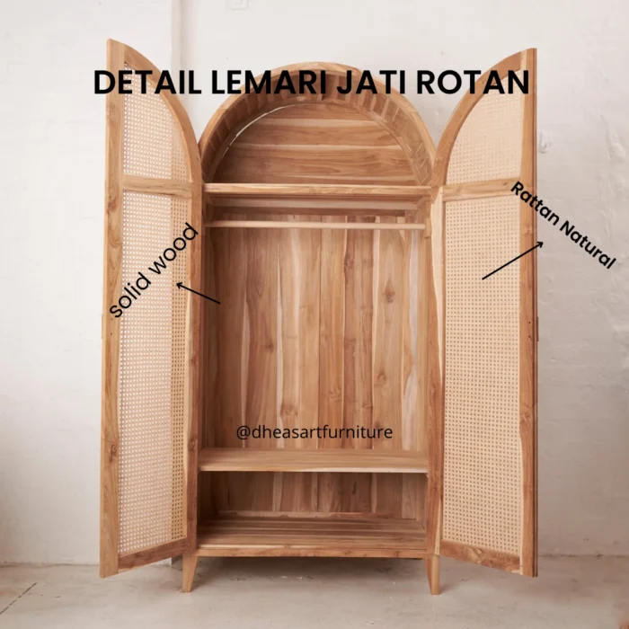 lemari pakaian natural rotan