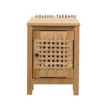 bedside solid teak nighstand webbing rope