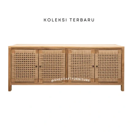 sideboard credenza vintage door seagrass in solid teak