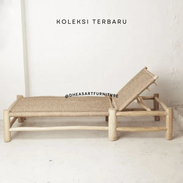 wooden solid daybed webbing - daybed jati anyaman tali