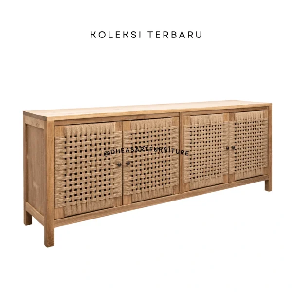 sideboard credenza vintage door seagrass in solid teak