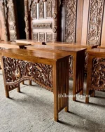 console table carved solid teak wood wallnut