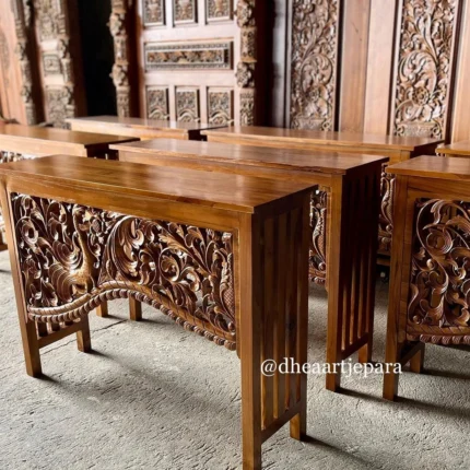 console table carved solid teak wood wallnut