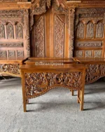 console table carved solid teak wood wallnut