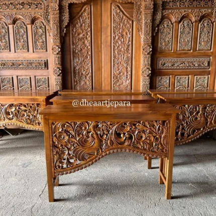 console table carved solid teak wood wallnut