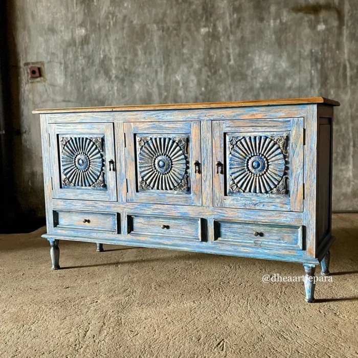 buffet sideboard door carved antique cabinet