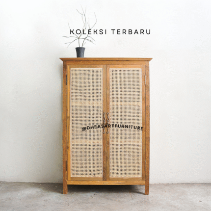 Wooden Rack Shoe - Lemari Rak Serbaguna Jati Rotan