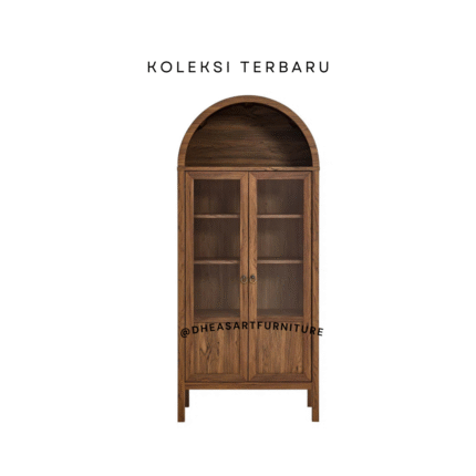 Display Cabinet with Rounded Arched Top in Walnut